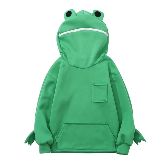 GiLiling Sweatshirt for Teen Girls Frog Hoodie Zipper Mouth Oversized Hooded Cute Kids Girls Boys Trendy Tops Fall Winter