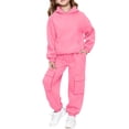 thumbnail image 1 of GiLiling Teen Girls 2-Piece Sweatsuit Set, Fleece Hoodie and Jogger Pants, Youth Kids Ribbed Cuffs Oversized Pockets Outfit (Pink, 5-6 Years), 1 of 9
