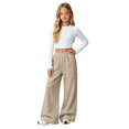 thumbnail image 1 of GiLiling Teen Girls Barrel Sweatpants High Waisted Fleece Baggy School Sweat Pants Barrel Leg Pants High Waisted Baggy Fit Pants (Beige, 7-8 Years), 1 of 7