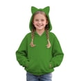 thumbnail image 1 of GiLiling Teen Girls Cute Cat Ear Hooded Sweatshirt Solid Color Long Sleeve Hoodie Pocket Toddler Fall Winter Pullover Kids (Green, 7-8 Years), 1 of 4
