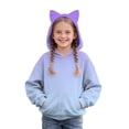 thumbnail image 1 of GiLiling Teen Girls Cute Cat Ear Hooded Sweatshirt Solid Color Long Sleeve Hoodie Pocket Toddler Fall Winter Pullover Kids (Purple, 9-10 Years), 1 of 4