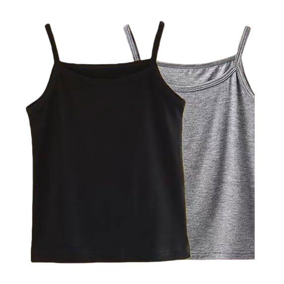 GiLiling Toddler Baby Girls 2 PCS Tank Top Sleeveless Loose Camisole Thin Strap Solid Summer Dance Beachwear (Black, 3-4 Years)
