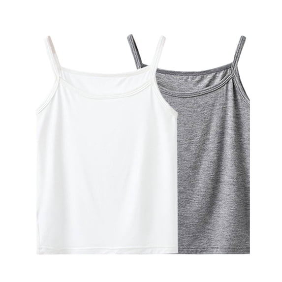 GiLiling Toddler Baby Girls 2 PCS Tank Top Sleeveless Loose Camisole Thin Strap Solid Summer Dance Beachwear (Grey, 12-18 Months)