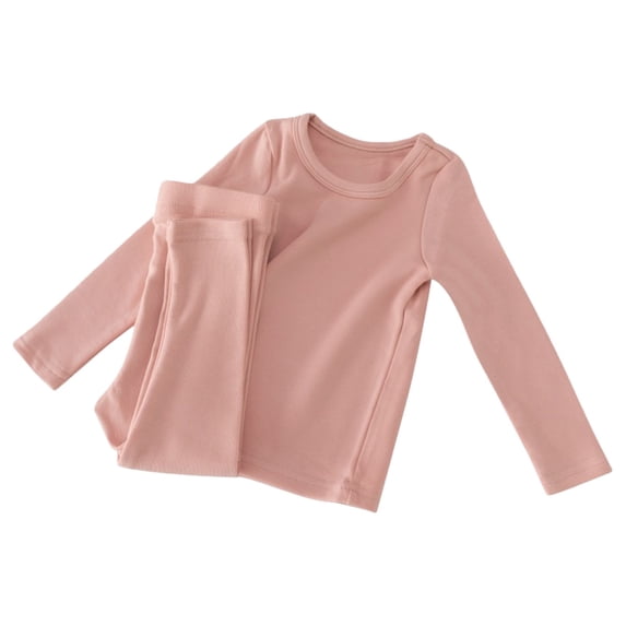 GiLiling Toddler Baby Girls Boys Thermal Underwear 2 Piece Set Winter Warm Crewneck Pullover and Elastic Pants Wear (Pink, 18-24 Months)