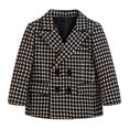 thumbnail image 1 of GiLiling Toddler Baby Girls Woolen Houndstooth Coat Kids Double Breasted Long Sleeve Lapel Dress Fall Winter Outerwear (Black, 18-24 Months), 1 of 9