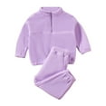 thumbnail image 1 of GiLiling Toddler Boy Girl 2-Piece Fleece Sweatsuit, Half Zip Pullover Track Suit, Elastic Waist Jogger Sweatpants Matching Set (Light Violet, 3-4 years), 1 of 7