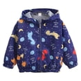 thumbnail image 1 of GiLiling Toddler Boy's Cartoon Dinosaur Hooded Jacket Full Zip up Lightweight Windbreakers Outdoor Raincoat with Pocket (Light Blue, 5-6 Years), 1 of 4