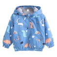 thumbnail image 1 of GiLiling Toddler Boy's Cartoon Dinosaur Hooded Jacket Full Zip up Lightweight Windbreakers Outdoor Raincoat with Pocket (White, 18-24 Months), 1 of 4