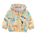 thumbnail image 1 of GiLiling Toddler Boy's Cartoon Dinosaur Hooded Jacket Full Zip up Lightweight Windbreakers Outdoor Raincoat with Pocket (Yellow, 5-6 Years), 1 of 4