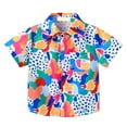 thumbnail image 1 of GiLiling Toddler Boys Button Down Dress Shirt Little Girls Cute Butterfly Pattern Short Sleeve T Shirt Summer Beach Clothes (Blue, 12-18 Months), 1 of 9