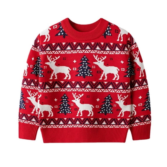 GiLiling Toddler Boys Girls Cute Christmas Printed Knit Sweater, Long Sleeve Pullover Tops, Kids Xmas Clothing for Holiday Photos