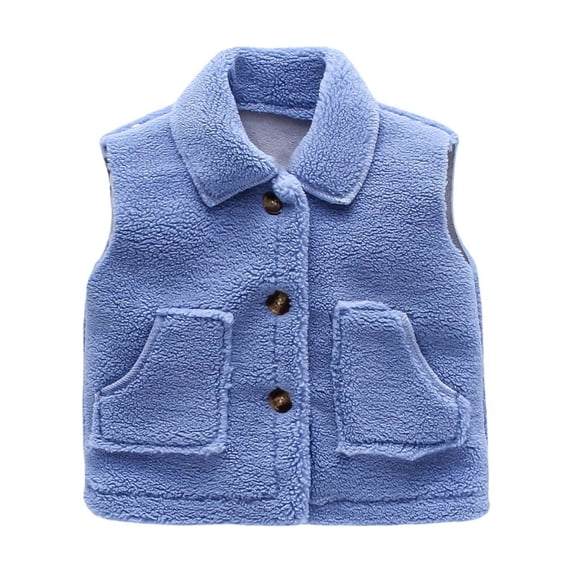 GiLiling Toddler Boys Girls Fleece Vest Kids Polar Fleece Zipper Jacket Sleevless Fall Winter Warm Outerwear with Pockets (Blue, 1-2 Years)