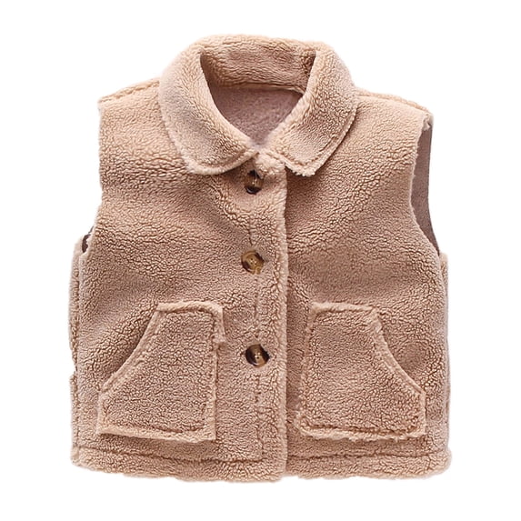 GiLiling Toddler Boys Girls Fleece Vest Kids Polar Fleece Zipper Jacket Sleevless Fall Winter Warm Outerwear with Pockets (Coffee, 3-4 Years)