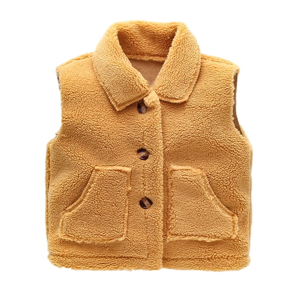 GiLiling Toddler Boys Girls Fleece Vest Kids Polar Fleece Zipper Jacket Sleevless Fall Winter Warm Outerwear with Pockets (Yellow, 5-6 Years)