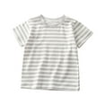 thumbnail image 1 of GiLiling Toddler Boys Girls T Shirts Kids Colorful Striped Shirt Cotton Crew Neck Short Sleeve Tee Top (Grey, 6-12 Months), 1 of 3