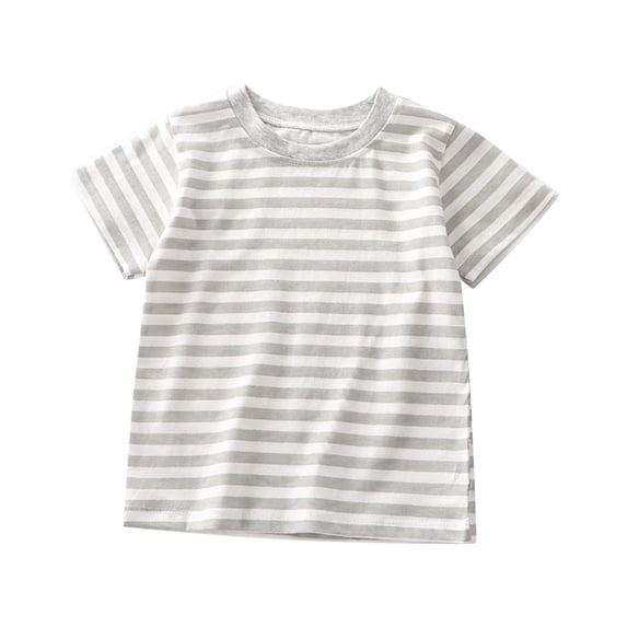 GiLiling Toddler Boys Girls T Shirts Kids Colorful Striped Shirt Cotton Crew Neck Short Sleeve Tee Top (Grey, 6-12 Months)