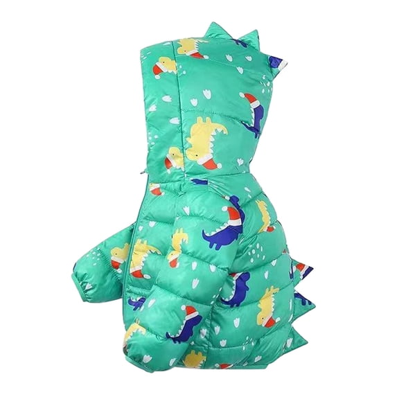 GiLiling Toddler Boys Girls Winter Coat Kids Baby Warm Dinosaur Print Padded Light Puffer Down Jacket Hooded Outerwear Cute (Green, 3-4 Years)