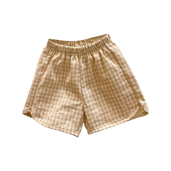 GiLiling Toddler Boys Plaid Linen Shorts, Elastic Waist Lightweight Breathable Summer Casual Shorts for Kids Casual Outwear (A, 3-4 Years)