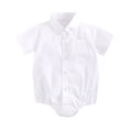 thumbnail image 1 of GiLiling Toddler Boys Short Sleeve Button up Bodysuit Formal Shirt Baby Gentleman Romper Wedding Party Outfits ﻿ (White, 18-24 Months ), 1 of 9