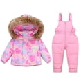 thumbnail image 1 of GiLiling Toddler Boys Snow Suit - Hooded Puffer Jacket and Snow Bib Pants, 2 Piece Winter Snowsuit Set (Pink, 18-24 Months), 1 of 7
