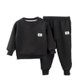 thumbnail image 1 of GiLiling Toddler Boys Sweatsuit Set - Ribbed Long Sleeve Pullover Top and Jogger Sweatpants, 2 Piece Fall Winter Outfit (Black, 12-18 Months), 1 of 4