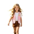 thumbnail image 1 of GiLiling ﻿Toddler Boys and Girls Fringed Western Cowboy Faux Suede Vest Open Front Sleeveless Tassel Hem Waistcoat (Pink, 13-14 Years), 1 of 7