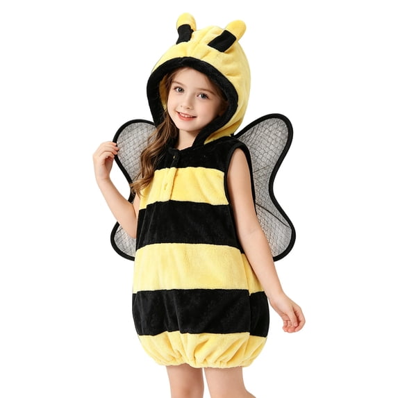GiLiling Toddler Boys and Girls Honey Bumble Bee Costume Cute Bee Outfit with Wings for Kids Halloween Parties (Yellow, 3-4 Years)