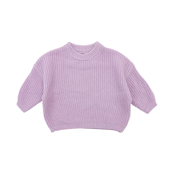 GiLiling Toddler Boys and Girls Knit Sweater - Crewneck Long Sleeve Cotton Pullover for Casual Outings and Travel (Purple, 4 Years)