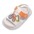 thumbnail image 1 of GiLiling Toddler Closed-Toe Sandals, Cute Colorful Appliqué Hook-and-Loop T-Strap, Soft Non-Slip PU Sandals for Summer Play (White, 3.5-4 Years), 1 of 5