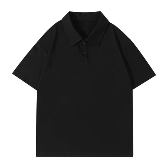 GiLiling Toddler Collared Short Sleeve Polo Soft Solid Dress Shirt for Baby Boys Girls Cute Summer Pocket Tee Tops (Black, 5-6 Years)