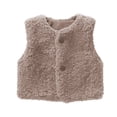 thumbnail image 1 of GiLiling Toddler Girls Boys Infant Fuzzy Teddy Vest Coat Furry Fleece V-Neck Sleeveless Gilet with Button Down Warm Plush Sherpa Outerwear (Khaki, 12-18 Months), 1 of 3