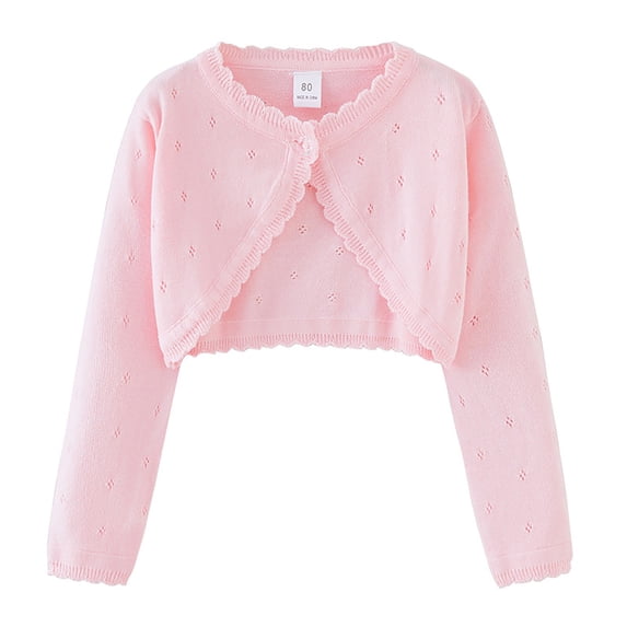 GiLiling Toddler Girls Cardigan Sweater Bolero Shrug Baby Kids Long Sleeve Cropped Dress up Button Closure Jacket Tops (Pink, 5-6 Years)