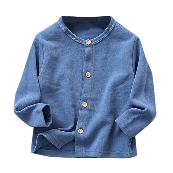 GiLiling Toddler Girls Cardigan Sweater Crewneck Basic Solid Button Knit Cardigan Cotton Long Sleeve Tops Outerwear (BU2, 3-4 Years)