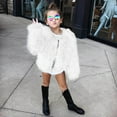 thumbnail image 1 of GiLiling Toddler Girls Faux Fur Jacket Open Front Fur Cardigan Trendy Shaggy Jacket Kids Girls Furry Coat Thicken Winter Coat (White, 3-4 Years), 1 of 6