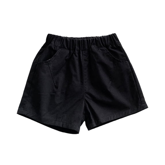 GiLiling Toddler Girls' Pull on Jogger Shorts Cute Cotton Casual Cargo Shorts for Kids Summer Elastic Waist Bottoms Baby Boys (Black, 12-18 Months)