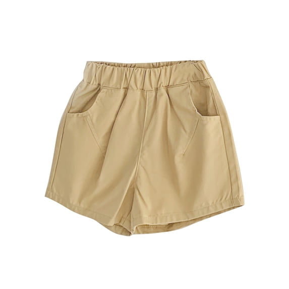 GiLiling Toddler Girls' Pull on Jogger Shorts Cute Cotton Casual Cargo Shorts for Kids Summer Elastic Waist Bottoms Baby Boys (Khaki, 5-6 Years)