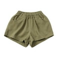 thumbnail image 1 of GiLiling Toddler Kids Solid Color Cotton Shorts Elastic Waist Pull On Casual Shorts with Pockets for Boys Girls Summer Playwear (Army Green, 6-12 Months), 1 of 7