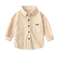 thumbnail image 1 of GiLiling Toddler Kids Vintage Corduroy Button down Shirts Boys Girls Fall Winter Trendy Clothes Casual Basic Solid Long Sleeve Jacket (Beige, 18-24 Months), 1 of 4