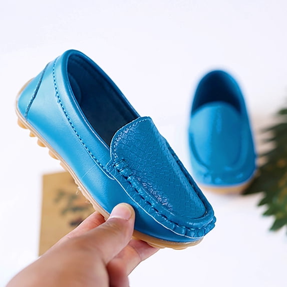 GiLiling Toddler Little Kid Boys Girls Soft Slip on Loafers Dress Flat Shoes Boat Shoes Casual Shoes Shoes for Children (Blue, 6.5)