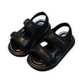 thumbnail image 1 of GiLiling Toddler Open-Toe Sport Sandals, Soft Artificial Leather Upper Hook-and-Loop Straps, Non-Slip Rubber Sole Lightweight Summer Sandals for Boys and Girls (Black, 8), 1 of 8