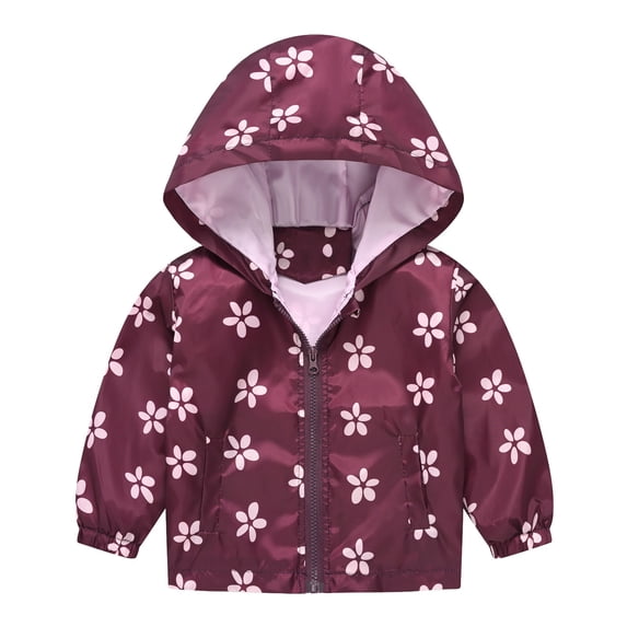 GiLiling Toddler Raincoat Waterproof Lightweight Kids Rain Poncho Jacket Windbreaker Outwear Coat for Baby Girls (Red, 4-5 Years)