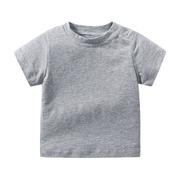 GiLiling Toddler T Shirt Boys Girls Basic Cotton Tee Crewneck Short Sleeve Summer Kids Baby Undershirt (Grey, 6-9 Months)