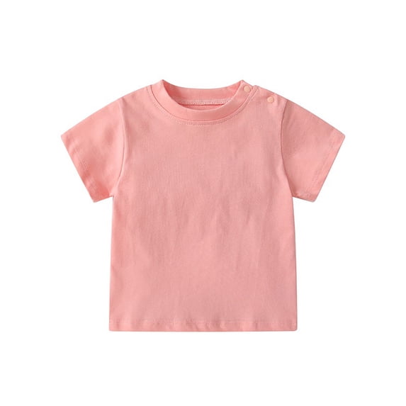 GiLiling Toddler T Shirts Cotton Summer Basic T Shirts Boys Girls Tee Undershirt Short Sleeve Crew Neck Shirt (Pink, 9-12 Months)