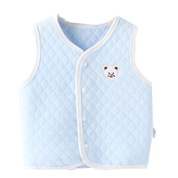 GiLiling Unisex Baby Girls and Boys Cotton Warm Vests Infant to Toddler Padded Waistcoat Warm Jacket Cotton Vest (Blue, 3-6 Months)