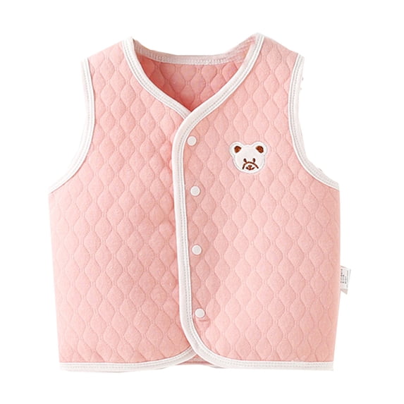 GiLiling Unisex Baby Girls and Boys Cotton Warm Vests Infant to Toddler Padded Waistcoat Warm Jacket Cotton Vest (Pink, 6-12 Months)