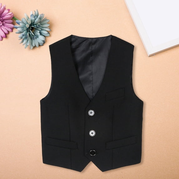 GiLiling Vest for Boys Girls Fall Lightweight Casual Uniform Jacket Underarm Top Fashion School Gilet Sleeveless Waistcoat Coat (Black, 18-24 Months)