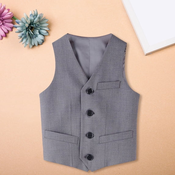 GiLiling Vest for Boys Girls Fall Lightweight Casual Uniform Jacket Underarm Top Fashion School Gilet Sleeveless Waistcoat Coat (Grey, 13-14 Years)