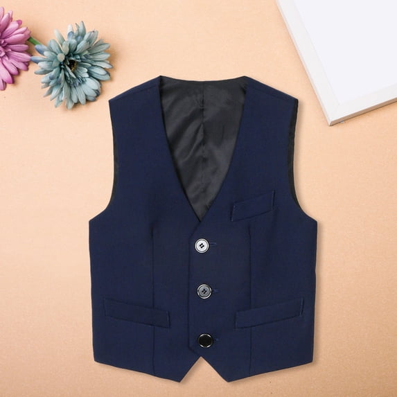 GiLiling Vest for Boys Girls Fall Lightweight Casual Uniform Jacket Underarm Top Fashion School Gilet Sleeveless Waistcoat Coat (Navy, 7-8 Years)