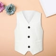 thumbnail image 1 of GiLiling Vest for Boys Girls Fall Lightweight Casual Uniform Jacket Underarm Top Fashion School Gilet Sleeveless Waistcoat Coat (White, 12-13 Years), 1 of 6