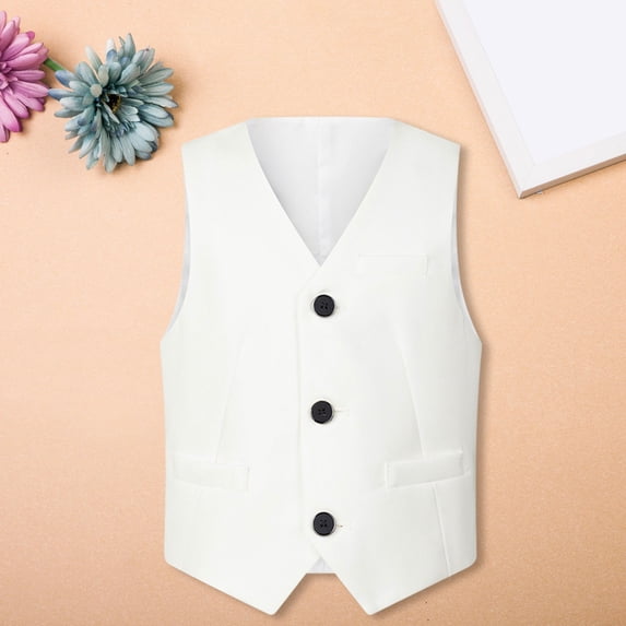 GiLiling Vest for Boys Girls Fall Lightweight Casual Uniform Jacket Underarm Top Fashion School Gilet Sleeveless Waistcoat Coat (White, 12-13 Years)